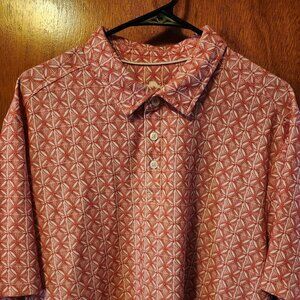 Men's XL Tommy Bahama Peach Ocean Mosaic Supima Cotton Short Sleeve Polo Shirt